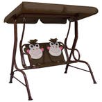 vidaXL Kinderschommelbank 115x75x110 cm stof bruin, Verzenden, Nieuw