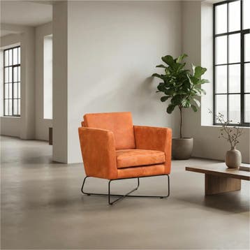 Set van 2 Leren fauteuils Crossover - Kenia Rost (oranje), Huis en Inrichting, Fauteuils, Nieuw, Ophalen of Verzenden, 50 tot 75 cm