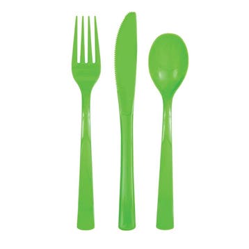 Lime Groen Bestek 18 delig, Verzenden