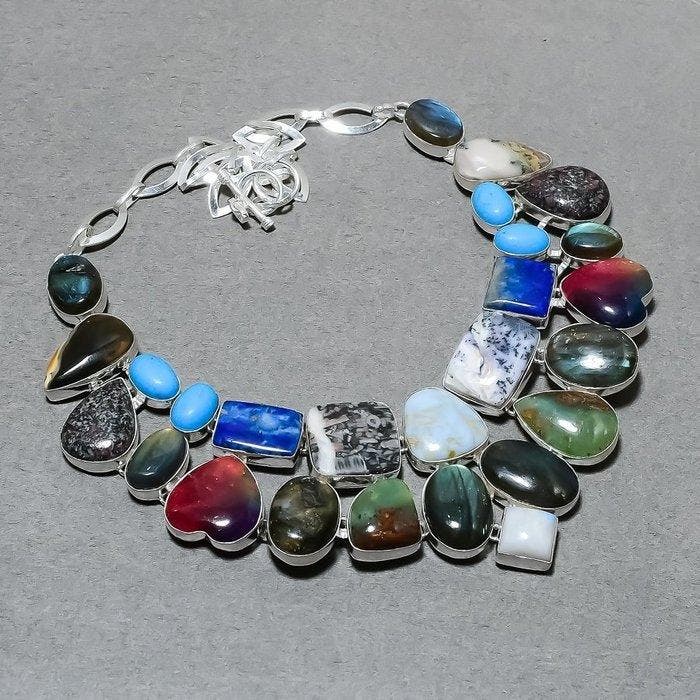 Lapis lazuli - Labradoriet en lapislazuli - Halsketting -, Verzamelen, Mineralen en Fossielen