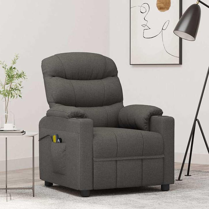 vidaXL Massagestoel elektrisch stof donkergrijs, Huis en Inrichting, Stoelen, Nieuw, Verzenden