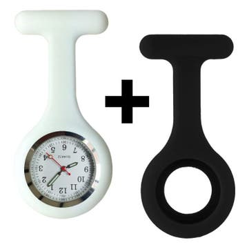 Fako - Verpleegstershorloge - Siliconen Duo - Zwart Wit, Verzenden, Nieuw