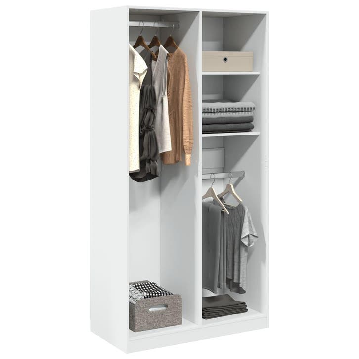 vidaXL Kledingkast 100x50x200 cm bewerkt hout wit, Huis en Inrichting, Kasten | Kleerkasten, Nieuw, Verzenden
