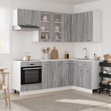 vidaXL Keuken Eenheid LYON 8 st Grijs Sonoma Bewerkt hout, Verzenden, Nieuw