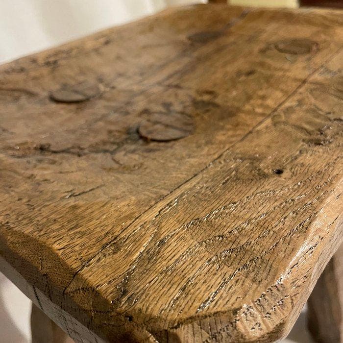 Kruk - Eik - Tafeltje wabi-sabi, Antiek en Kunst, Kunst | Designobjecten