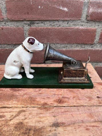 Decoratief ornament - Hond met grammofoonspeler