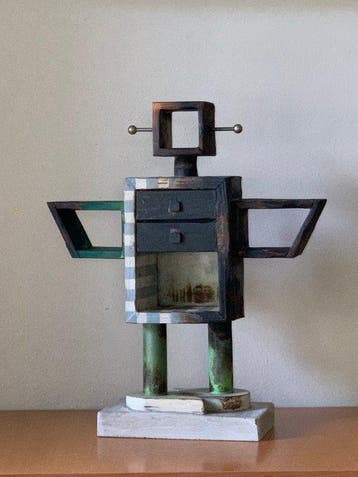 Icoon - Hout - Een miniatuursculptuur van het Ginza, Antiek en Kunst