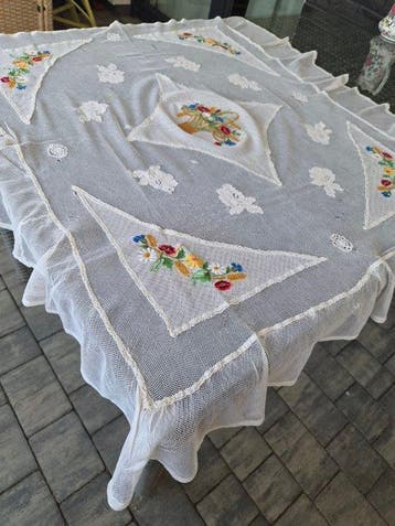 Nappe - 125 cm - 108 cm - Nappe ancienne en dentelle., Antiquités & Art
