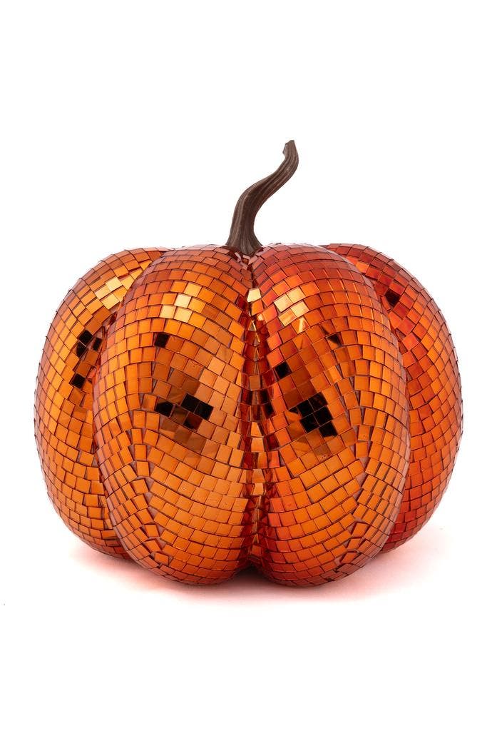 Pompoen 25 cm Oranje Spiegeltjes Herfst Halloween Decoratie, Hobby en Vrije tijd, Feestartikelen, Nieuw, Ophalen of Verzenden