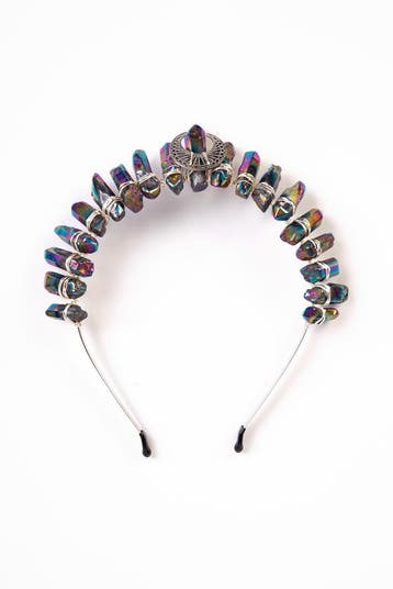 KIMU® Haarband Bergkristal Zwart Oliekleur Maan Kristal Diad, Kleding | Dames, Ophalen of Verzenden, Nieuw