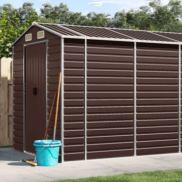 vidaXL Tuinhuis Bruin 191x470x198 cm Gegalvaniseerd Staal, Verzenden, Nieuw