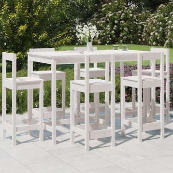 vidaXL 7-delige Barset massief grenenhout wit, Verzenden, Nieuw