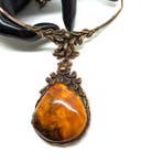 Collier artisanal ancien avec ambre baltique naturel - Ambre, Antiquités & Art