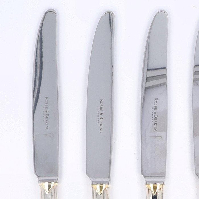 Robbe & Berking - Dinermes - Bestekset (6) - Arcade Goldband, Antiquités & Art, Antiquités | Argent & Or