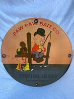 Paw Paw Bait Co. emaille reclamebord – visser cartoon – Ø 30