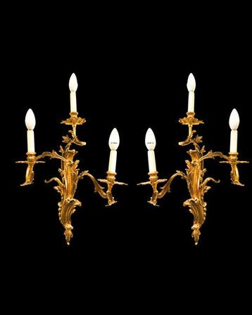 Lampe murale (2) - Bronze - Paire, bronze doré