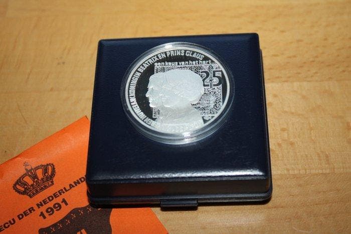 Nederland. 25 Ecu 1991 (Zonder minimumprijs), Postzegels en Munten, Munten | Nederland