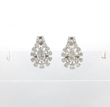 Oorbellen - 14 karaat Witgoud - 4.82ct. tw. Diamant