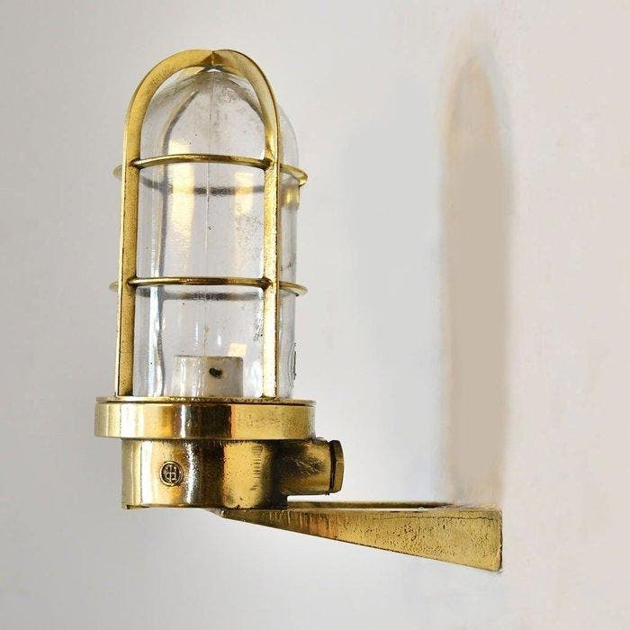 Wandlamp - Messing, Glas, Antiek en Kunst, Antiek | Wandborden en Tegels