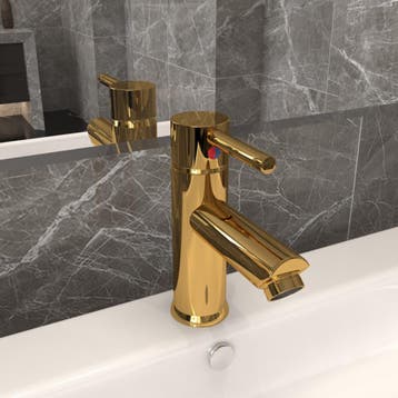 vidaXL Wastafelkraan 130x176 mm goudkleurig, Doe-het-zelf en Bouw, Verzenden, Nieuw