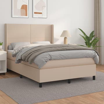 vidaXL Boxspring met matras kunstleer cappuccinokleurig, Verzenden