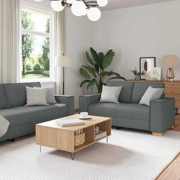 vidaXL bank / zetel 3 st Donkergrijs Linnenmix Stoffen, Huis en Inrichting, Zetels | Zetels, Verzenden, Nieuw