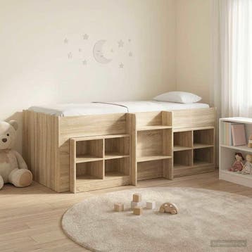 vidaXL Loft Bed Frame met Kast 3 st Sonoma Eiken Bewerkt, Huis en Inrichting, Verzenden, Nieuw