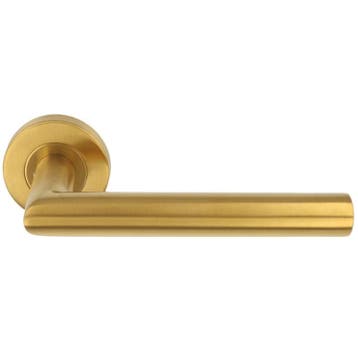 ODShop deurklink Modern haaks op rond rozet PVD mat goud, Nieuw
