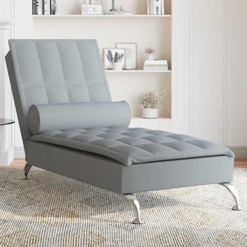 vidaXL Massage chaise longue met bolster stof lichtgrijs, Verzenden, Nieuw