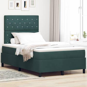 vidaXL LED Box Spring Bed met matras Donkergroen 120 x 200, Verzenden, Nieuw