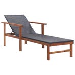 vidaXL Ligbed poly rattan en massief acaciahout zwart, Verzenden