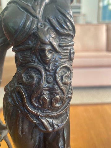Beeld, Vrouwe Justitia - 39 cm - Brons