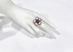 Zonder minimumprijs - Ring Zilver - granaat, parelmoer, Nieuw