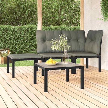 vidaXL Salontafel tuin 55x55x31 cm DPC en staal grijs, Verzenden, Nieuw