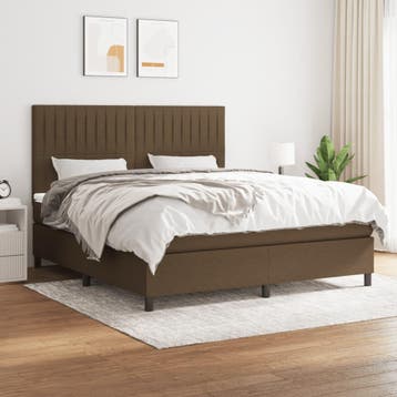 vidaXL Boxspring met matras stof donkerbruin 160x200 cm, Verzenden, Nieuw