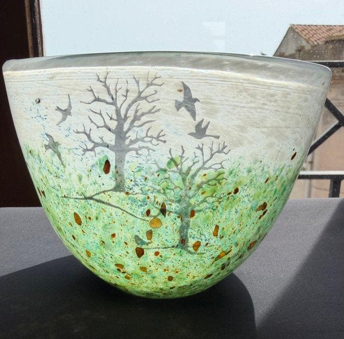 Kjell Engman - Vaas - Glas - oktober 1980, Antiquités & Art, Antiquités | Verre & Cristal