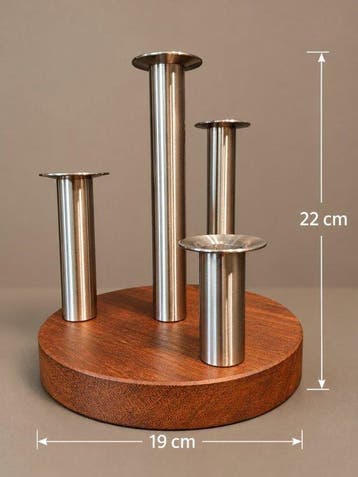 Chandelier - Bois, Acier - bougeoir scandinave