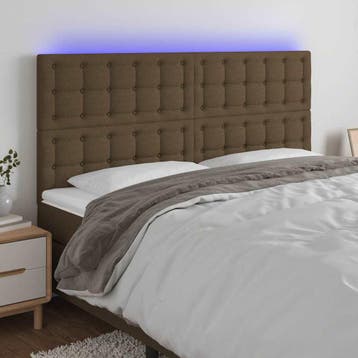 vidaXL Hoofdbord LED 160x5x118/128 cm stof donkerbruin, Verzenden