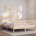vidaXL Bedframe met hoofdbord massief hout 160x200 cm, Verzenden, Nieuw