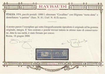 Italië Republiek 1954 - Lira 1000 Postpakketjes filatelie
