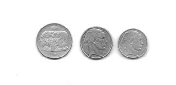Belgique. Charles -Baudouin. 20, 50, 100 Francs 1949/1954,, Postzegels en Munten