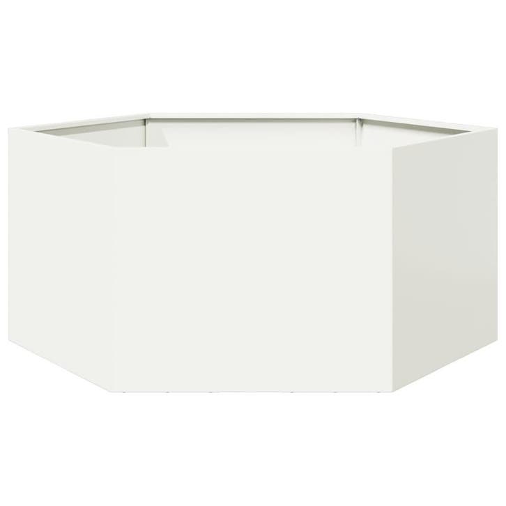 vidaXL Plantenbak zeshoek 104x90x45 cm staal wit, Tuin en Terras, Bloempotten, Nieuw, Verzenden