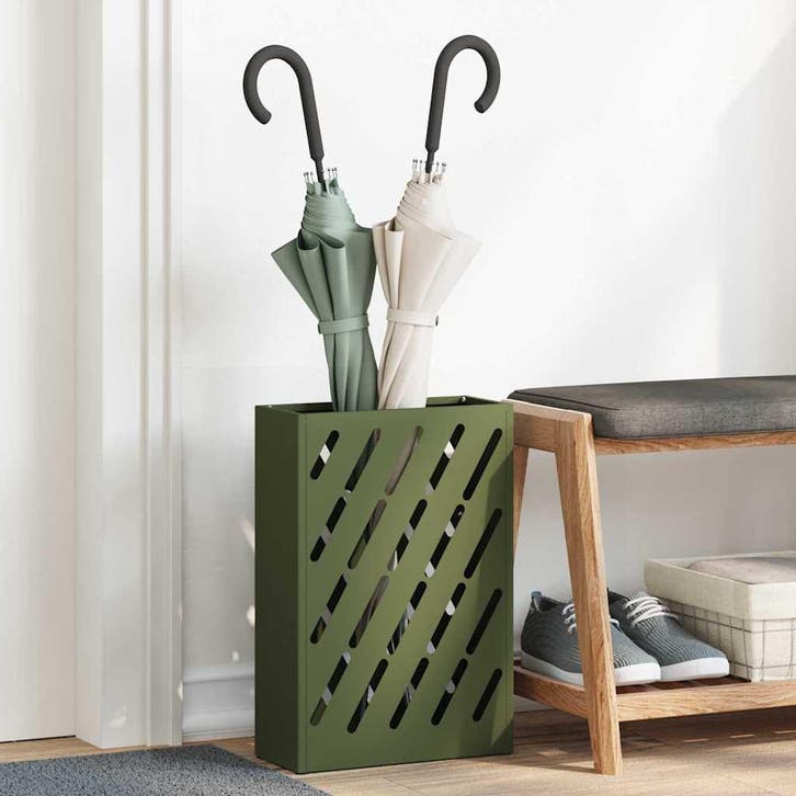 vidaXL Opslaghaak & Rek Olijfgroen 28 x 12 x 41 cm Staal, Maison & Meubles, Accessoires pour la Maison | Porte-parapluies, Envoi