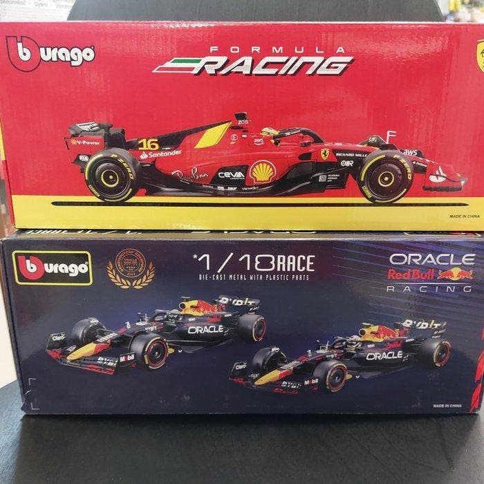 Bburago 1:18 - Modelauto (2) - Ferrari Sf23 e Red Bull rb19, Hobby en Vrije tijd, Modelauto's | 1:5 tot 1:12