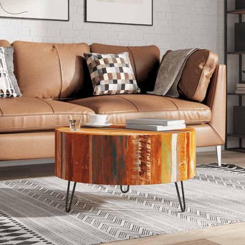 vidaXL Salontafel rond massief gerecycled hout, Huis en Inrichting, Tafels | Salontafels, Verzenden, Nieuw