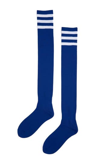 KIMU® Sokken Donkerblauw Witte Strepen 36-41 Dames Heren Uni, Ophalen of Verzenden, Nieuw