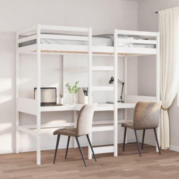 vidaXL Hoogslaper zonder matras massief grenenhout wit, Verzenden
