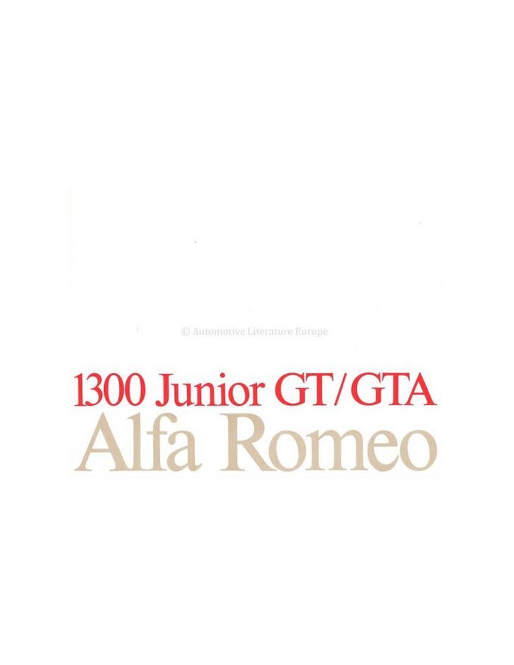 1970 ALFA ROMEO 1300 JUNIOR GT / GTA BROCHURE NEDERLANDS, Livres, Autos | Brochures & Magazines