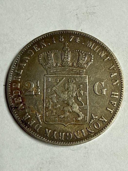 Nederland. Willem III. 2 1/2 Gulden 1874 (Zonder, Timbres & Monnaies, Monnaies | Pays-Bas