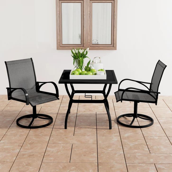 vidaXL 3-delige Tuinset textileen en staal, Tuin en Terras, Tuinsets en Loungesets, Tuinset, Nieuw, Verzenden
